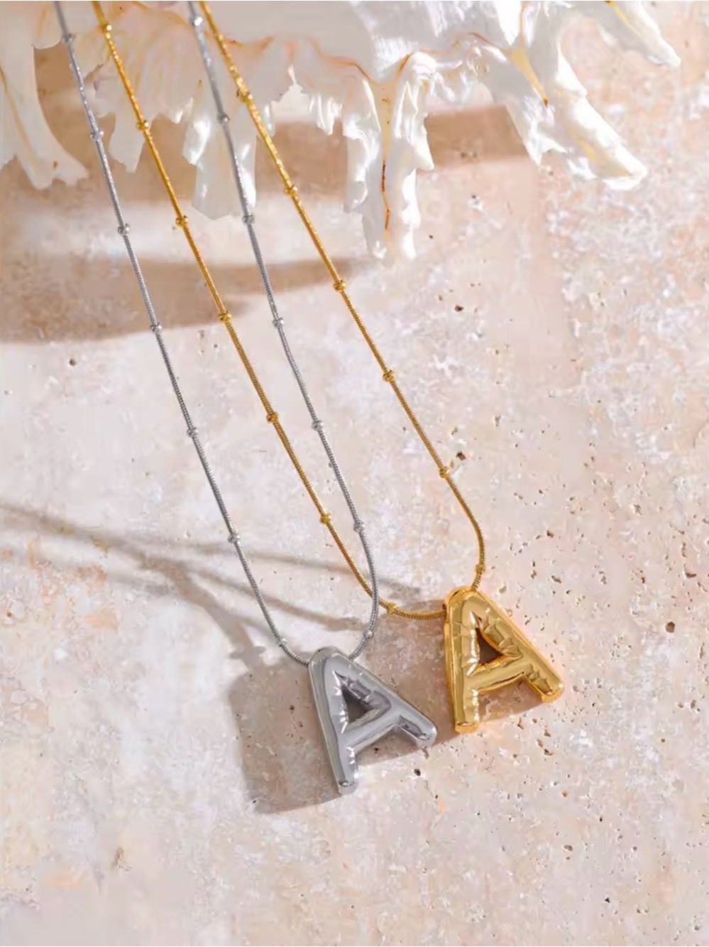 Initial Pendant women’s Necklace - Gold stainless steel waterproof New